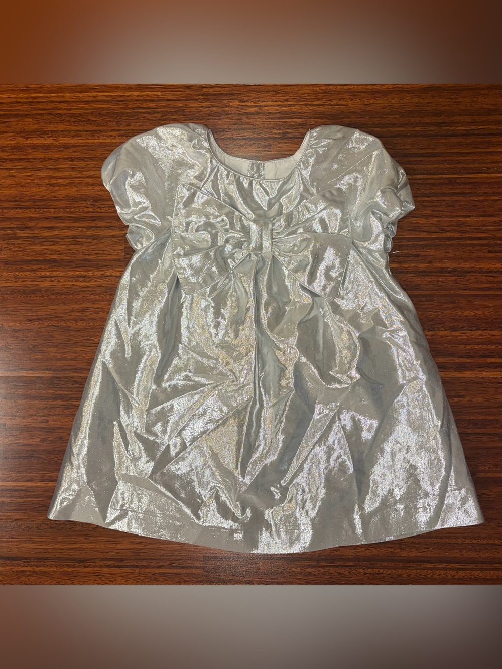 Zara Girl Metallic Silver Party Dress Size 2/3 EUC
